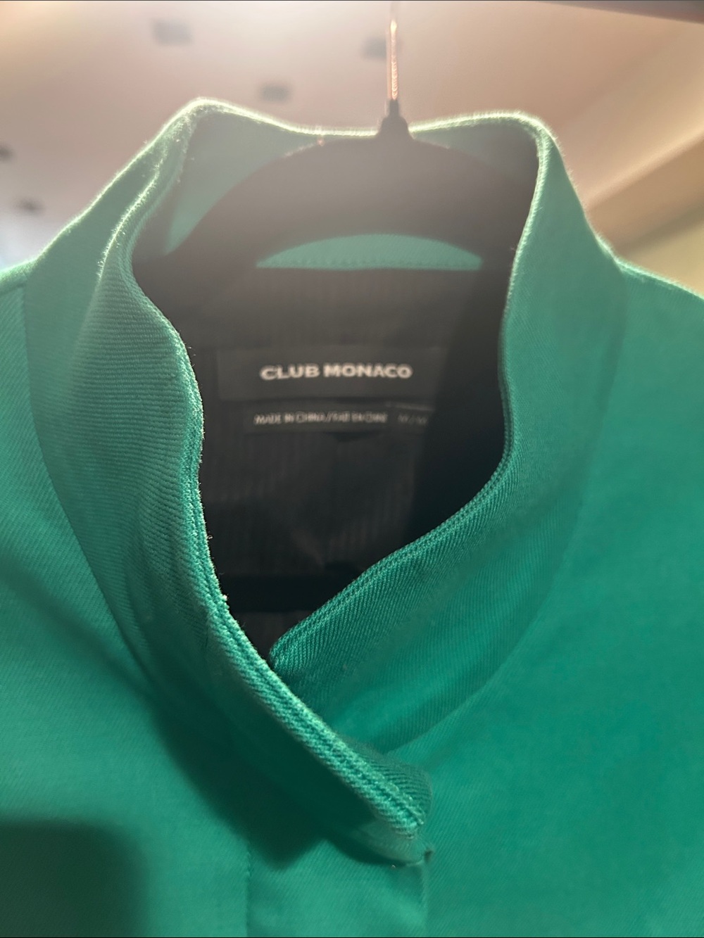 Club Monaco Teal Green Stand-Collar Jacket